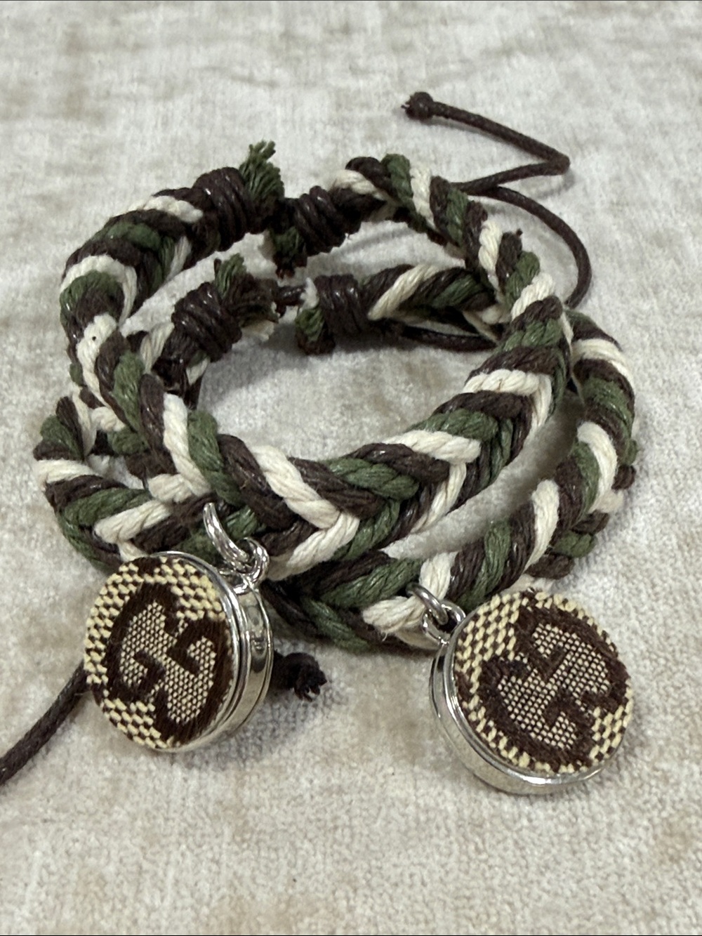 Gucci upcycled braided bracelet set adjustable slider